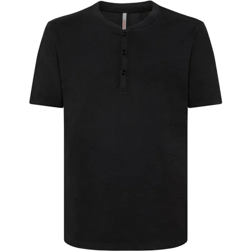 Serafino Herren 3-Knopf T-Shirt , Herren, Größe: XL - Sun68 - Modalova