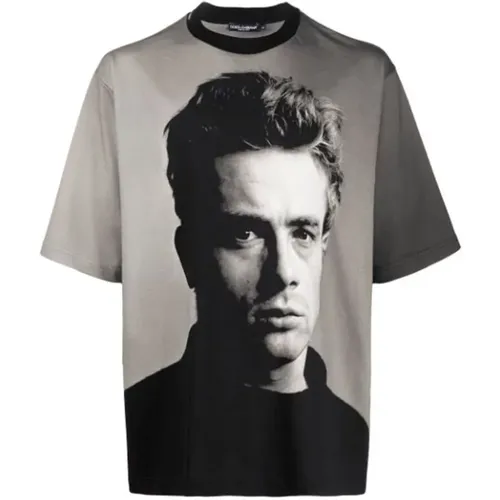 James Dean Logo Print T-Shirt , male, Sizes: XS - Dolce & Gabbana - Modalova