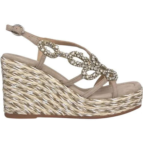 Braided Wedge Sandal with Rhinestones , female, Sizes: 5 UK, 3 UK, 6 UK, 2 UK, 4 UK, 7 UK - Alma en Pena - Modalova