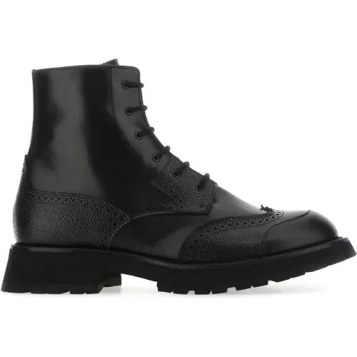 Leather Punk Worker Ankle Boots , male, Sizes: 9 UK, 7 UK - alexander mcqueen - Modalova