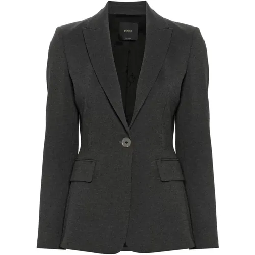 Graue Punkt Revers Jacke Lange Ärmel , Damen, Größe: XL - pinko - Modalova