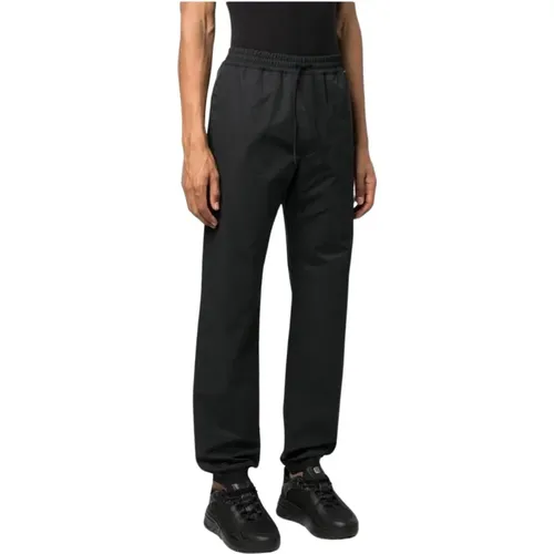 Cotton Tapered Trousers with Logo Patch , male, Sizes: L, S - Moncler - Modalova