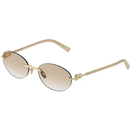 Gold Frame with Gray Gradient Lenses , unisex, Sizes: 56 MM - Tiffany - Modalova