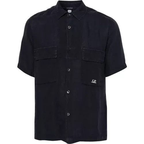 Short Linen Shirt , male, Sizes: L - C.P. Company - Modalova