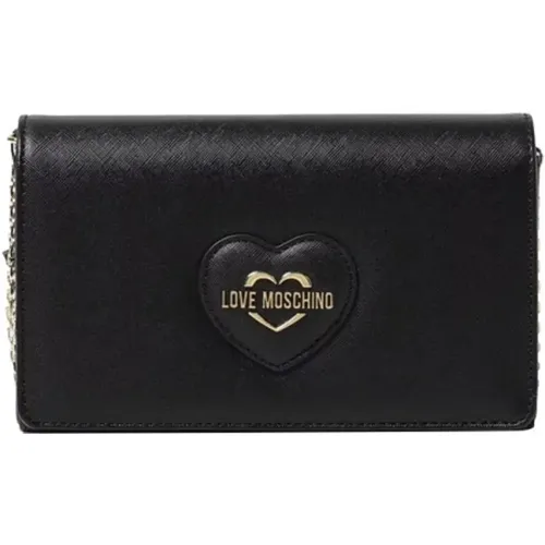 Schwarzes Portemonnaie mit Reißverschlussfach - Moschino - Modalova