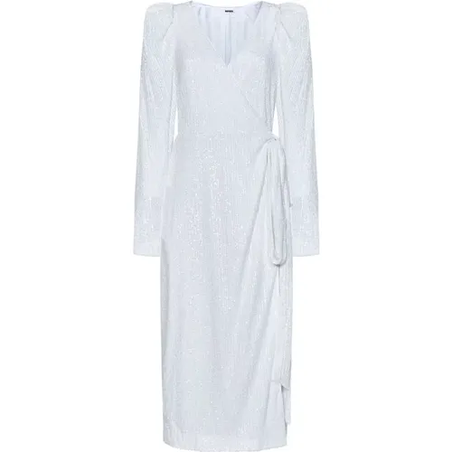 Sequin Wrap Midi Dress with Puff Sleeves , female, Sizes: S - Rotate Birger Christensen - Modalova