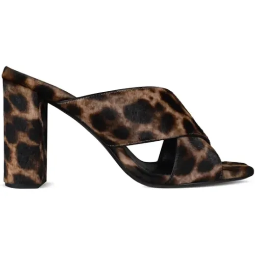 Leopard Loulou High Heel Sandals , female, Sizes: 3 UK - Saint Laurent - Modalova