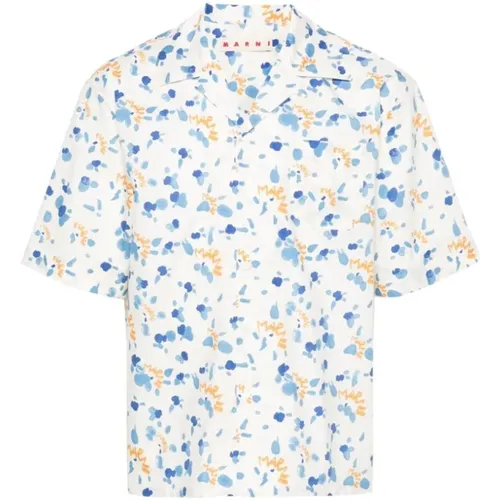 Logo Print Poplin Shirt , male, Sizes: L, XL - Marni - Modalova