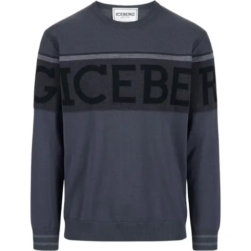 Merino Woll Logo Pullover , Herren, Größe: M - Iceberg - Modalova