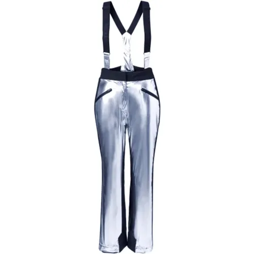 Glänzende silberne Skihose mit Trägern und Knöchelreißverschluss , Damen, Größe: L - Mackage - Modalova
