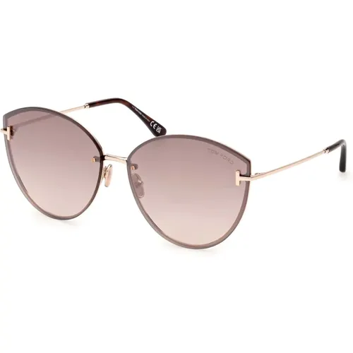 Rose Gold/Brown Shaded Sonnenbrille , Damen, Größe: 63 MM - Tom Ford - Modalova