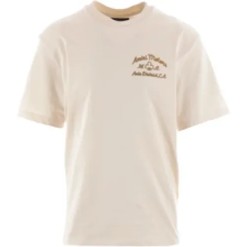 Alabaster Baumwoll-Jersey T-Shirt mit Motors Logo , Herren, Größe: S - Amiri - Modalova