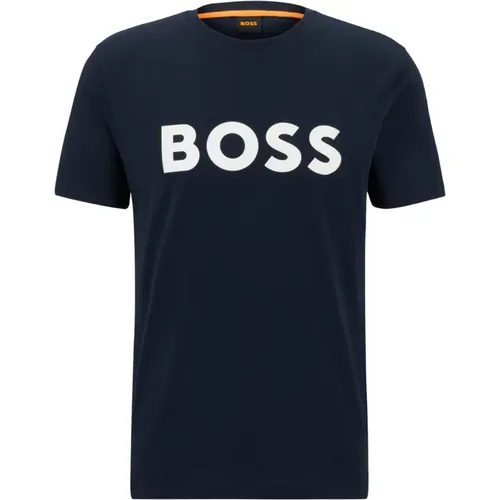 Blaue T-Shirts und Polos , Herren, Größe: L - Hugo Boss - Modalova