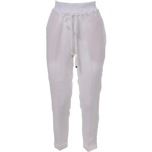 Linen Pants with Elastic Waist , female, Sizes: XS - Le Tricot Perugia - Modalova