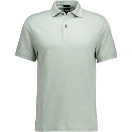 Stylish Linen-Cotton Polo Shirt , male, Sizes: XL, M, L, S, 2XL - Boss Black - Modalova