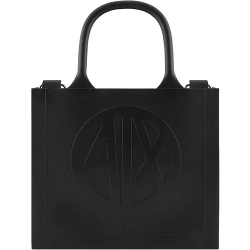 Milky Bag Schwarze PVC-Handtasche , Damen, Größe: ONE Size - Armani Exchange - Modalova