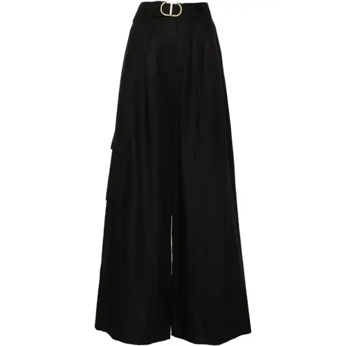 Wide Leg Pants With Belt , female, Sizes: XS - Twinset - Modalova