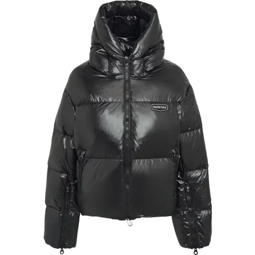 Schwarze Kapuzen-Daunenjacke Aw23 , Damen, Größe: L - duvetica - Modalova