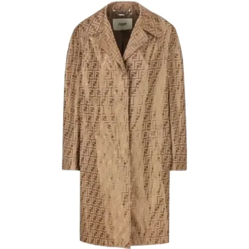 Stylish Jacquard Trench Coat , female, Sizes: XS, S - Fendi - Modalova