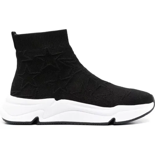 Star Knitted High-Top Sneakers , female, Sizes: 3 UK, 7 UK, 5 UK, 4 UK - Ash - Modalova