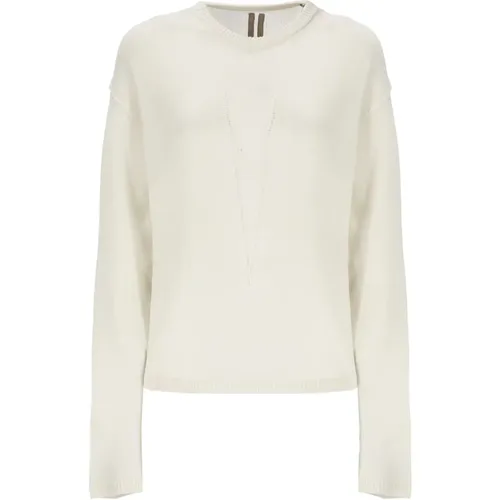 Ivory Wool Sweater with Perforated Details , female, Sizes: M, S - Rick Owens - Modalova