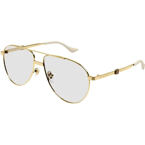 Gold/Transparente Sonnenbrille , Herren, Größe: 59 MM - Gucci - Modalova