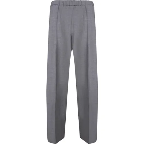 Grey Elastic Waistband Trousers , female, Sizes: S, M, XS - Fabiana Filippi - Modalova