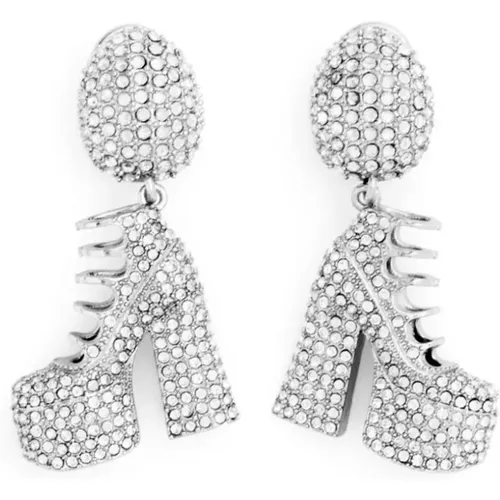 Pavé Kiki Boot Earrings Silver Crystal , female, Sizes: ONE SIZE - Marc Jacobs - Modalova