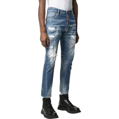 Timeless Slim-Fit Men`s Jeans , male, Sizes: L - Dsquared2 - Modalova