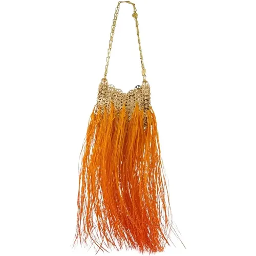 Raffia Fringes Shoulder Bag , female, Sizes: ONE SIZE - Paco Rabanne - Modalova