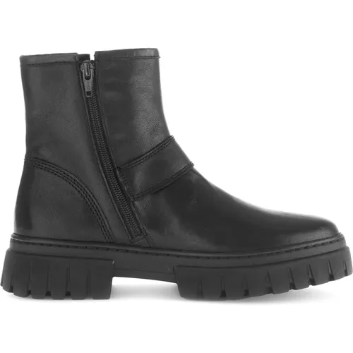 Schwarze Leder Bikerstiefel , Damen, Größe: 37 1/2 EU - Gabor - Modalova