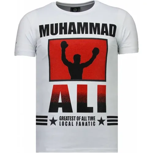 Muhammad Ali Rhinestone - Herren T-Shirt - 5762W - Local Fanatic - Modalova