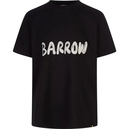 Schwarzes T-Shirt mit Graffiti-Print , Herren, Größe: S - BARROW - Modalova