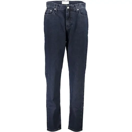 Blaue Mom Fit Baumwolljeans mit Logo , Damen, Größe: W27 L32 - Calvin Klein - Modalova