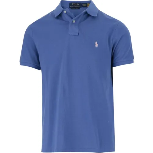 Blaues Baumwoll-Poloshirt mit Logo , Herren, Größe: L - Ralph Lauren - Modalova