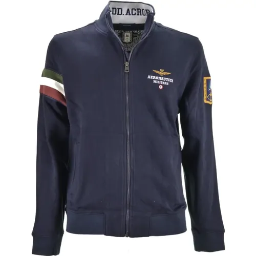 Blauer Pullover mit Tricolor Details , Herren, Größe: M - aeronautica militare - Modalova