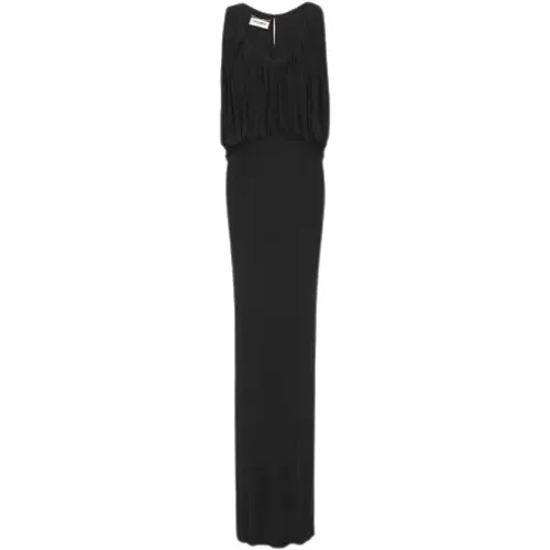 Sleeveless Dress with U-neckline and Draping , female, Sizes: L, M - Saint Laurent - Modalova