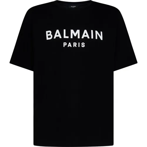 Logo Print Cotton T-shirt , male, Sizes: L, M, XL - Balmain - Modalova