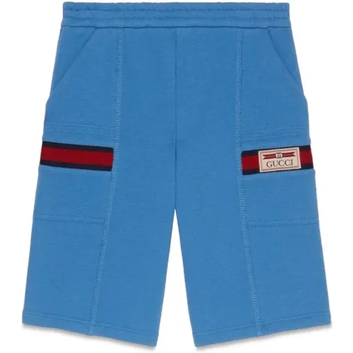 Blaue Kinder Shorts,Blaue Baumwoll Kinder Shorts - Gucci - Modalova