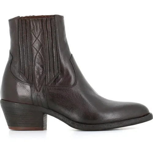 Dark Leather Texano Boots , female, Sizes: 4 UK, 6 UK - Sartore - Modalova