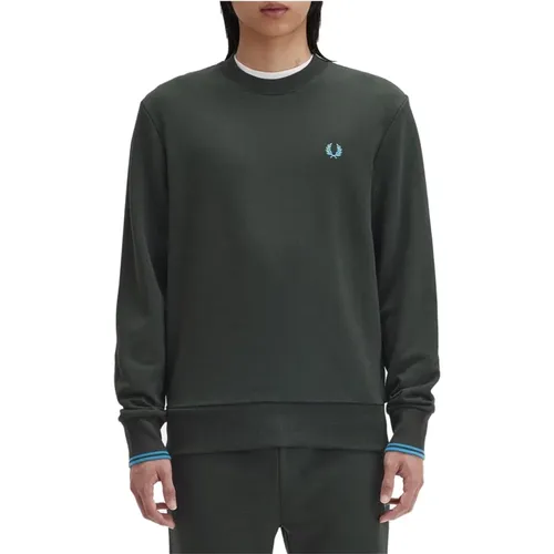 Klassischer French Terry Baumwoll-Sweatshirt , Herren, Größe: 2XL - Fred Perry - Modalova