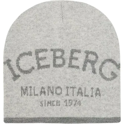 Gestrickte Mütze mit Jacquard-Verarbeitung - Iceberg - Modalova