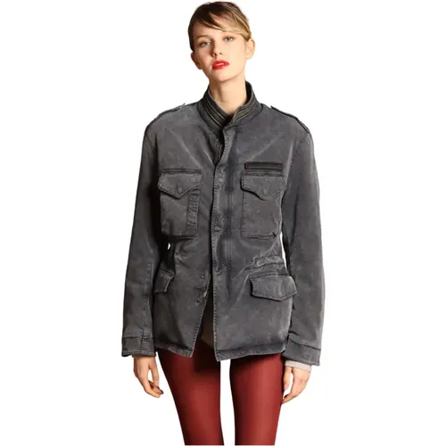 Gabardine Stretch Feldjacke Blau , Damen, Größe: L - Mason's - Modalova