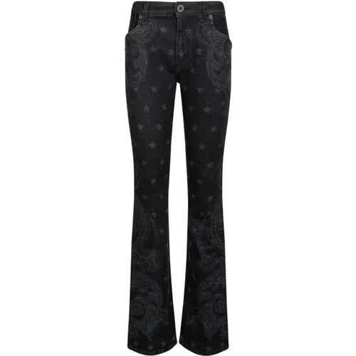 Schwarze Sterne und Paisley Print Denim Jeans,Jeans mit Sternen und Paisley - Balmain - Modalova