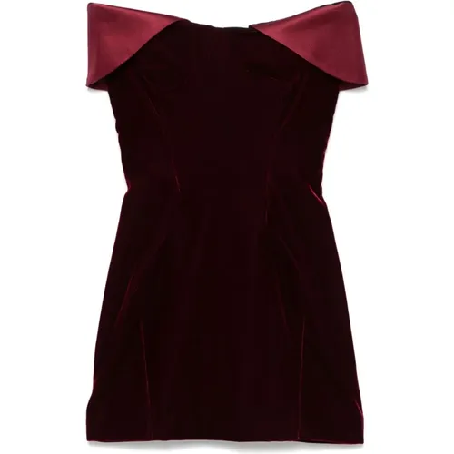 Bordeaux Velvet Strapless Dress , female, Sizes: S, XS - Mugler - Modalova