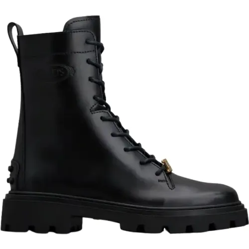 Leather Combat Boots with Chain , female, Sizes: 4 1/2 UK, 4 UK, 3 UK, 8 UK, 6 UK, 5 1/2 UK, 5 UK, 7 UK - TOD'S - Modalova