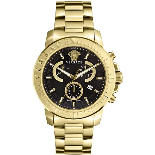 Neuer Chrono Chronograph Uhr Gold Schwarz - Versace - Modalova