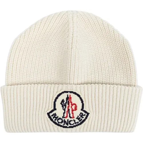 Ribbed Knit Hat Logo Patch , male, Sizes: ONE SIZE - Moncler - Modalova