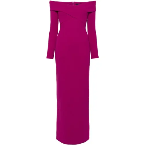 Fuchsia Off-Shoulder Dress , female, Sizes: S - Solace London - Modalova