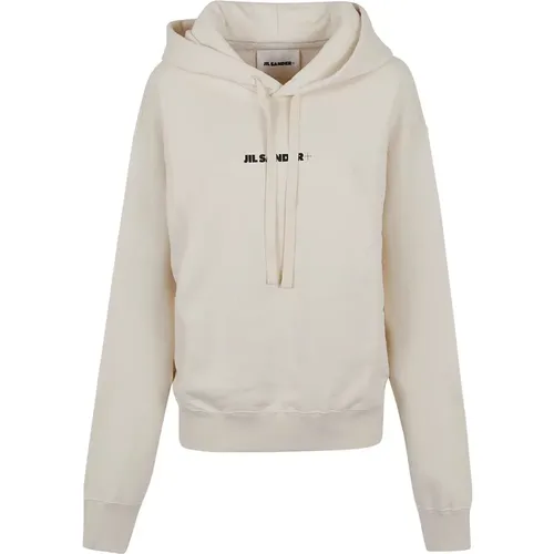 Cream Cotton Hooded Sweatshirt , female, Sizes: M - Jil Sander - Modalova